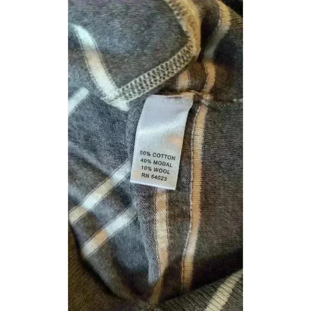 Vintage Banana Republic V-Neck Cardigan Sweater Gray White Stripe Size Petite XS - Picture 5 of 7